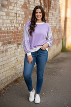 Load image into Gallery viewer, Mix and Match Sweatshirt with Floral Sleeve Striped