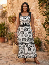 Load image into Gallery viewer, Midnight Bloom Tie-Strap Maxi Dress
