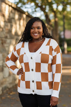 Load image into Gallery viewer, Her Checkered Past Button-Up V-Neck Dropped Shoulder Cardigan