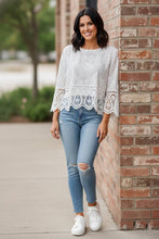 Load image into Gallery viewer, Fable & Filigree Floral Embroidered Crochet Lace Trimmed Top