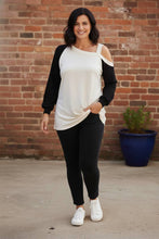 Load image into Gallery viewer, Off The Cuff French Terry Knit Color Block One Shoulder Top