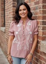 Load image into Gallery viewer, French Market Floral Embroidered Blouse (multiple color options)