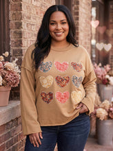 Load image into Gallery viewer, Rustic Romance Heart-Patch Mineral Wash Sweatshirt