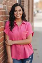 Load image into Gallery viewer, Midtown Chic Airflow Button-Down Shirt in Fuchsia