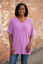 Load image into Gallery viewer, Latte At The Library Batwing Top in Violet