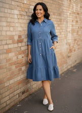 Load image into Gallery viewer, Morning Coffee Denim Midi Dress