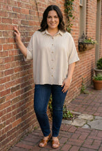 Load image into Gallery viewer, Tailored Transit Striped Boxy Shirt in Taupe