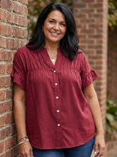 Load image into Gallery viewer, Seraphina Petal-Sleeve Pleated Blouse (multiple color options)