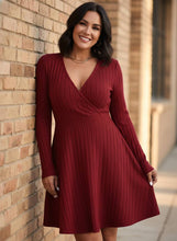 Load image into Gallery viewer, Fireside Flirt Knit Wrap Dress (multiple color options)