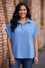 Load image into Gallery viewer, Midtown Chic Airflow Button-Down Shirt in Blue