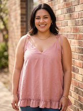 Load image into Gallery viewer, Sweetly Tied Ruffle Hem Cami (multiple color options)