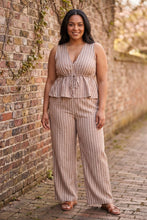 Load image into Gallery viewer, Uptown Striped Sleeveless Top and Wide Leg Pants Set (multiple color options)