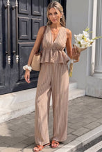 Load image into Gallery viewer, Uptown Striped Sleeveless Top and Wide Leg Pants Set (multiple color options)