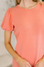 Load image into Gallery viewer, Grace & Virtue Balloon Sleeve Blouse in Coral