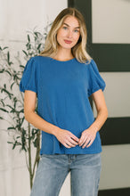 Load image into Gallery viewer, Grace & Virtue Balloon Sleeve Blouse in Ocean Blue