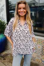 Load image into Gallery viewer, Feeling Bold Animal Print Dolman Collar Button Down Top in Ivory