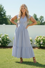 Load image into Gallery viewer, Sunny Days Striped Midi Dress in Blue