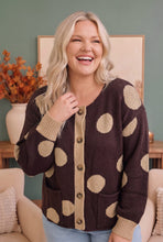 Load image into Gallery viewer, Dotty For You Chocolate Polka Dot Knit Cardigan