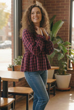 Load image into Gallery viewer, Sweetheart Smocked Cranberry Plaid Top