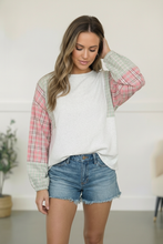 Load image into Gallery viewer, My Casual Cutie Grey Patchwork Top