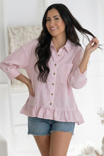 Load image into Gallery viewer, Pretty Please Pink Peplum Blouse
