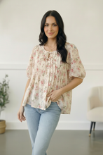 Load image into Gallery viewer, With a Rosy Glow Cream Pleated Top