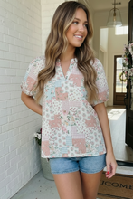 Load image into Gallery viewer, Patchwork Floral Puff Sleeve Top