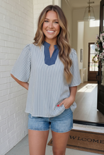 Load image into Gallery viewer, Breezy Stripe Flutter Sleeve Top