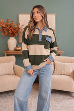 Load image into Gallery viewer, Olive Grove Striped Denim Collar Sweater