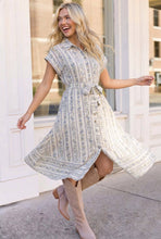 Load image into Gallery viewer, Tailored for Fun Floral Stripe Midi Dress