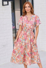 Load image into Gallery viewer, Paint and Sip Floral Tiered Midi Dress