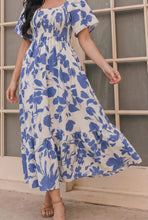 Load image into Gallery viewer, Blue Blooms & Sunshine Midi Dress