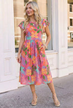 Load image into Gallery viewer, Head Turning Blooms Flutter Sleeve Midi Dress