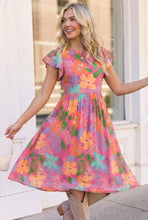 Load image into Gallery viewer, Head Turning Blooms Flutter Sleeve Midi Dress