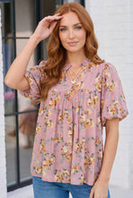 Load image into Gallery viewer, Blooming With Joy Rose Floral Puff Sleeve Top