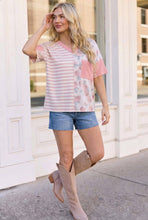 Load image into Gallery viewer, So Rosy Mixed Print V-Neck Top