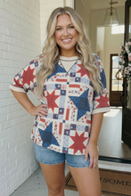 Load image into Gallery viewer, Stars and Patches Quilted Print Top