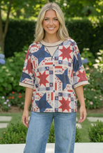 Load image into Gallery viewer, Stars and Patches Quilted Print Top