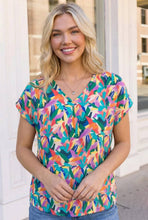Load image into Gallery viewer, Tropical Pop Multicolor Print V-Neck Top