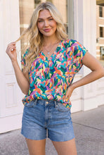 Load image into Gallery viewer, Tropical Pop Multicolor Print V-Neck Top