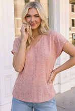 Load image into Gallery viewer, Coral Bloom Floral Stripe V-Neck Top