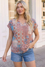 Load image into Gallery viewer, Boho Patchwork Print V-Neck Top