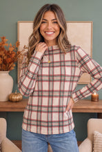 Load image into Gallery viewer, Plaid About You Mock Neck in Ivory