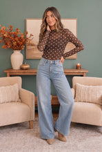 Load image into Gallery viewer, Dotted Dreams Sheer Mesh Mock Neck Top