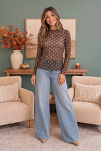 Load image into Gallery viewer, Dotted Dreams Sheer Mesh Mock Neck Top