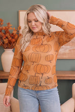 Load image into Gallery viewer, Pumpkin Patch Mesh Mock Neck Top