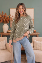 Load image into Gallery viewer, Cozy Dots Ribbed Pullover in Olive