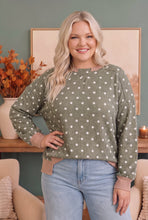 Load image into Gallery viewer, Cozy Dots Ribbed Pullover in Olive