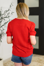 Load image into Gallery viewer, Hand Over Heart Graphic Knit Top in Red