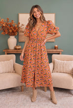Load image into Gallery viewer, Bloom Into Fall Floral Cotton Zip Dress